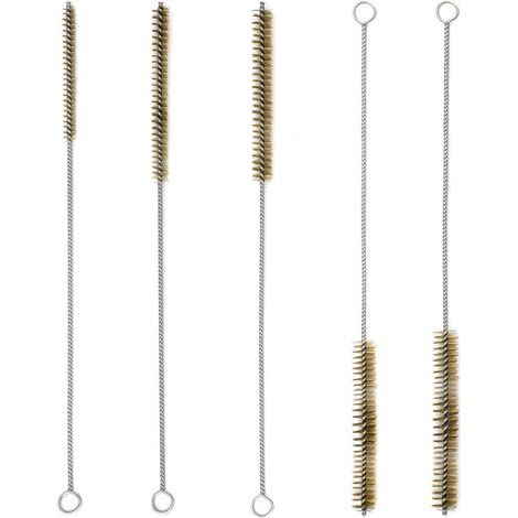 Lote de 5 cepillos metálicos redondos de latón - Cepillo metálico de latón - Cepillo de acero - Cepillo de limpieza para orificios de tuberías - 6/8/10/12/15 mm (1/5)