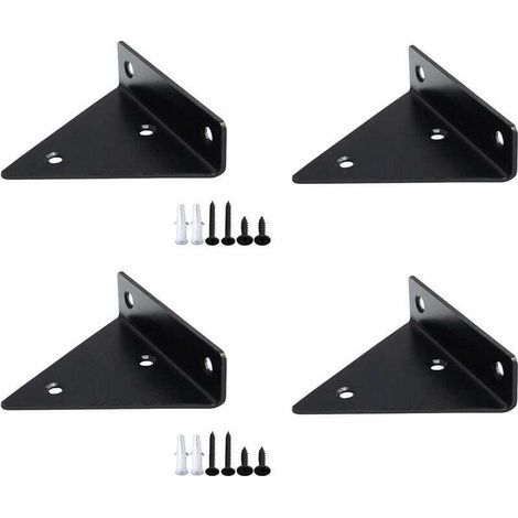 Pièces Supports à Tablettes,Métal Flottant Equerre Etagere Mural Dissimulés,Brace de Tablette Murale Salle de Bricolage Décoration - Noir