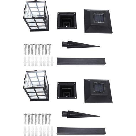 Lot de 2 lanternes solaires d'extérieur étanches pour jardin, allée, patio, terrasse (1/5)