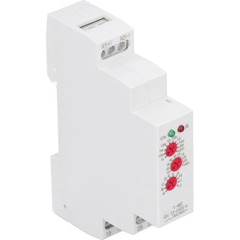 Relais temporisé multifonctionnel normalement ouvert, pour rail DIN, 12-240 V CA/CC (1/5)