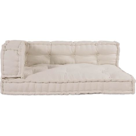 Pallet Sofa Cushion 3 pcs Fabric Cream 120 x 80 x 34 cm vidaXL (1/5)