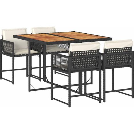 Set de muebles jardín 5 pzas con cojines ratán sintético negro vidaXL (1/5)
