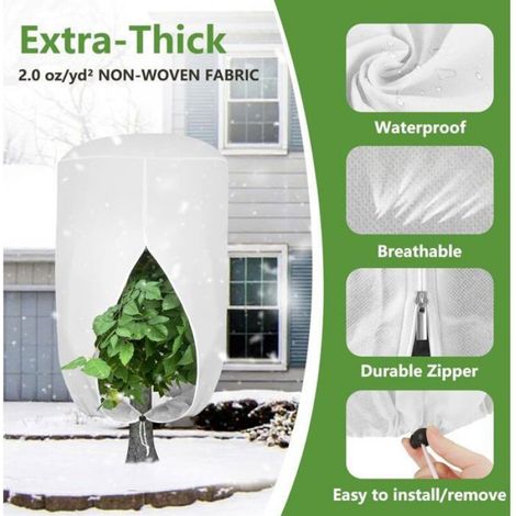 Protection Plante - Tissu Non Tissé Double Couche - Pour Arbres Jusqu'à 1,8 M - Résistant Gel -15 °C - 2 Pièces (1/4)