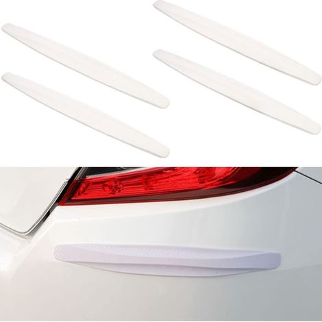 4 Pièces Protections Flexibles pour Pare-Chocs Avant et Arrière Protection Contre Les Rayures, Bande de Protecteur de Pare-chocs Universel Autocollant Protection pour Pare-Chocs de Voiture (Blanc) (1/5)