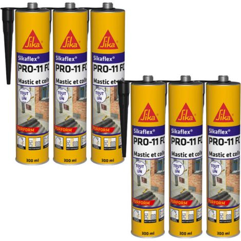 Lot de 6 mastics colles SIKA Sikaflex PRO 11 FC Purform - Noir - 300ml - 659664