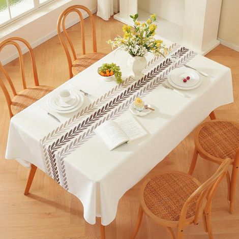 Abwaschbare Tischdecke Leinenoptik Beige 180x135cm, Wasserabweisend, Rechteckig