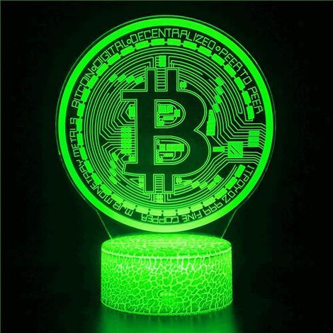 Veilleuse Bitcoin 3D illusion 7 couleurs, interrupteur tactile, lampe de table décorative, base plate en acrylique et ABS, câble USB, cadeau d'anniversaire, jouet (1/5)