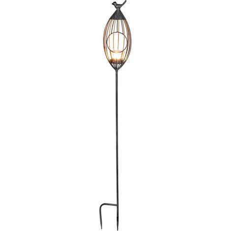 Metall-Gartenstecker Vogelkäfig Windlicht Beetstecker Gartendeko silber grau (1/4)