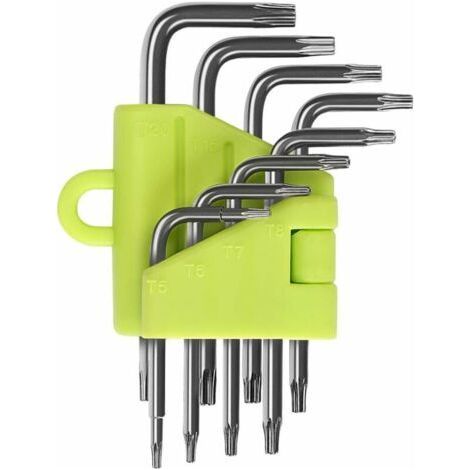 Clés Torx Coudée, Kit de 8 Pièces Clés Allen Torx, Tournevis Etoile T5 T6 T7 T8 T9 T10 T15 T20, Ensembles de Clés Outillage à Main Clés Hexagonales Torx (1/5)