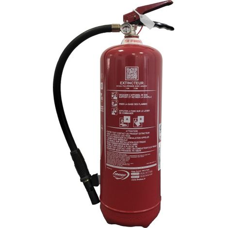 Mobiak – Extincteur 9L eau pulvérisée sans fluor – Classe AB – Pression permanente – Capacité d'extinction 21A-233B – Certifié NF