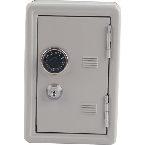 Caja fuerte infantil segura, caja fuerte para monedas con plataforma, 18 cm × 12 cm × 10 cm, gris (1/5)