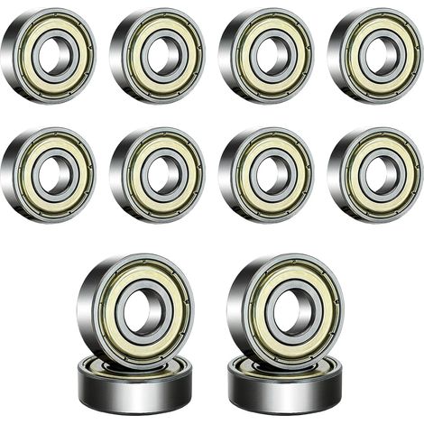 Lot de 10 roulements à billes 608 ZZ - Double blindage miniature - 8 x 22 x 7 mm - Pour skateboard, roller, vélos, appareils ménagers - E22-GZZC10 (1/5)