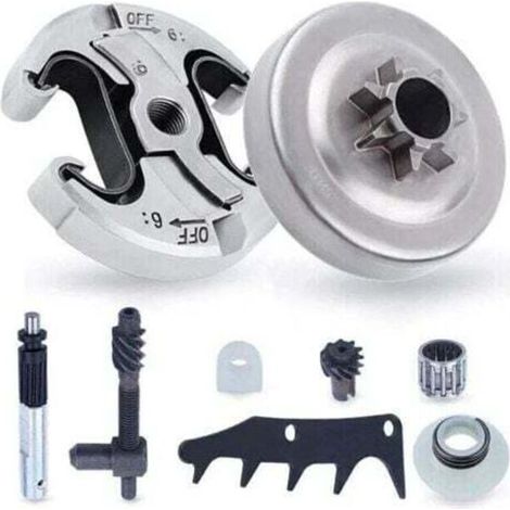 Pignon et Embrayage pour Husqvarna 345 445 340 450, Pignon de Chaîne .325'' Pas 6 Dents + Tambour d'embrayage + Roulement Pièces de Rechange Tronçonneuse Accessoire Kit 8 en 1