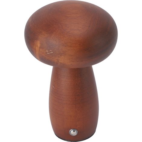 Veilleuse champignon en bois de bouleau recharge USB commande tactile intensité réglable lampe table chevet chambre salon bureau teinte noyer avec câble (1/5)
