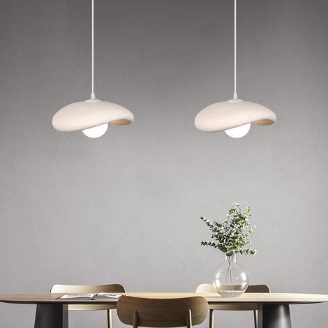 2PCS Moderne Suspension Luminaire Plafonnier Lampe Créatif Nordique Lustre Eclairage E27 pour Cuisine Salon Chambre Blanc (1/5)