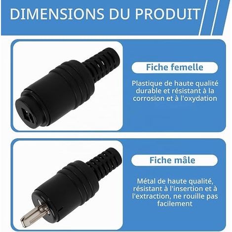 Connecteurs DIN 2 Broches Haut-Parleurs Bornes à Vis, Fiches Mâles/Femelles Câbles Haut-Parleur, Installation Sans Soudure, Systèmes Audio (1/3)