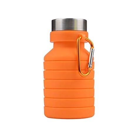 Bouteille d'eau pliable anti-fuite, portable et réutilisable, en silicone, sans BPA, avec mousqueton à clip, légère, adaptée pour la gym, les voyages, le camping, la randonnée, le sport (1/5)