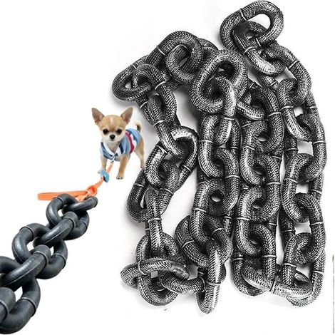 Laisse à maillons patte de fer pour petits chiens : chaîne plastique imitation fer, légère et robuste, longueur 2m, couleur argent, taille M (1/5)