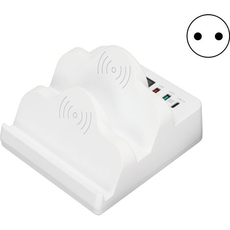 6-Port-USB-Ladestation mit 2 kabellosen Ladegeräten, QC 3.0-Dockingstation und LCD-Display für mehrere Geräte (EU-Stecker)