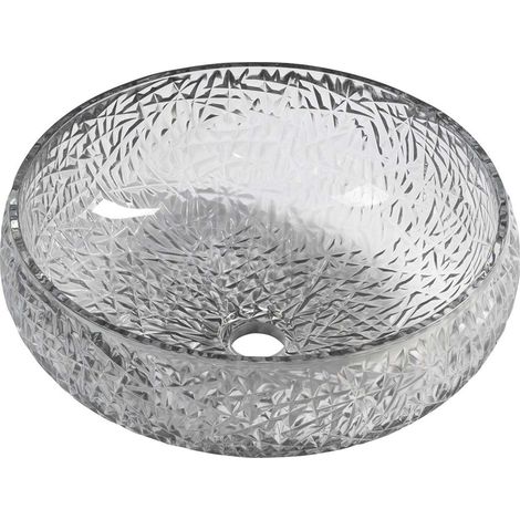Sapho Beauty - Aufsatzwaschbecken, Durchmesser 42 cm, ohne Überlauf, schwarz/Glas TY306