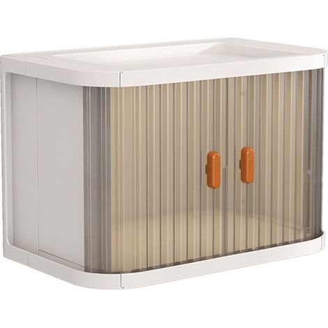 Boîte de rangement pliable pour bureau, avec porte roulante à double sens, empilable, grande capacité, organiseur pour maquillage et cuisine, 1 pièce (26,8 x 16,3 x 18,2 cm) (1/5)