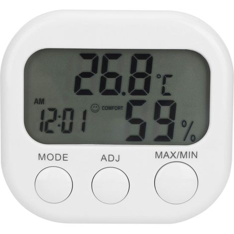 Thermo-hygromètre portable numérique pour intérieur et maison, thermomètre, réveil, pour usage domestique (1/5)