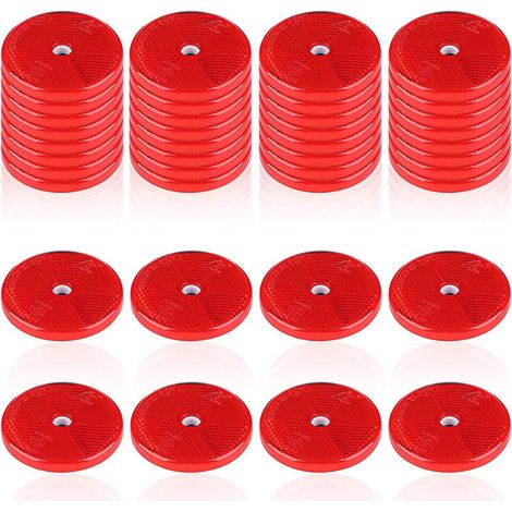 Lot de 10 rétroréflecteurs rouges ronds adhésifs pour remorque, caravane et camping-car - pastilles réfléchissantes autocollantes de sécurité, diamètre standard, fixation facile. (1/5)