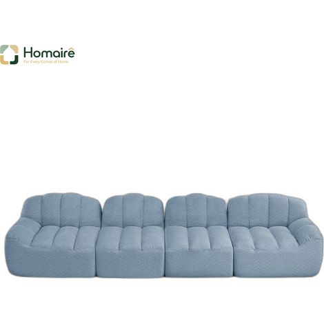 Canapé modulable en polaire bleu avec accoudoirs 366 x 104 x 79 cm HOMAIRE (1/5)