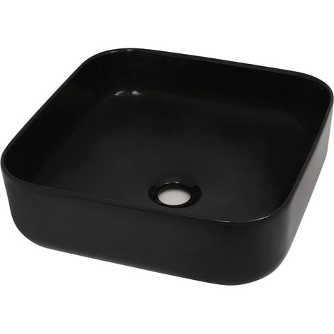 Lavabo quadrato in ceramica 38 x 38 x 13,5 cm lavabo bagno wc nero 020002537
