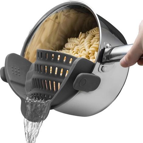 Silikon-Küchensieb, zusammenklappbar, geeignet für alle Töpfe und Pfannen, ideal zum Abtropfen von Nudeln, Gemüse und Obst