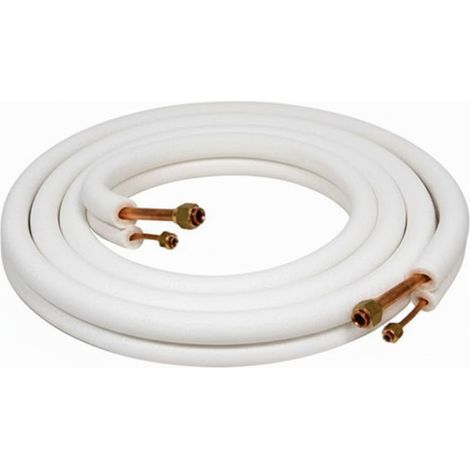 Tube de climatisation de 3 m à double isolation avec évasement et écrou 1/4''-3/8''. Prêt à rouler