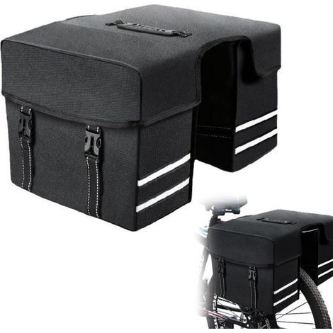 Borsa da portapacchi impermeabile per bicicletta (nera) - Nera - 28 litri per sedile posteriore della bicicletta (1/4)