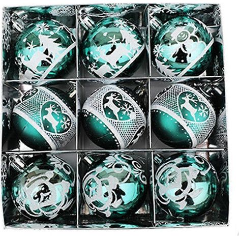 Lot de 9 boules de Noël à suspendre pour décorer le sapin, la maison et les fêtes du Nouvel An (petites décorations suspendues) (vertes) (1/5)