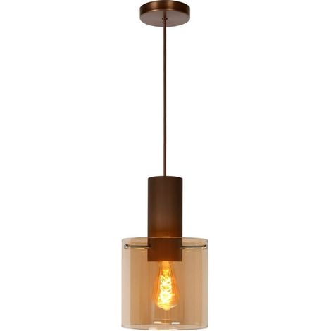 Lucide Toledo lampada a sospensione vetro bronzo E27 Ø20 (1/5)