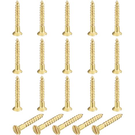 20 Pcs Vis En Laiton, M1.6 x 12mm Ronde et Convexe À Fente Pleine Auto-Taraudeuse Pour Réparation De Meubles Cadres Photo Cloisons Sèches Électroménager, Or (1/5)