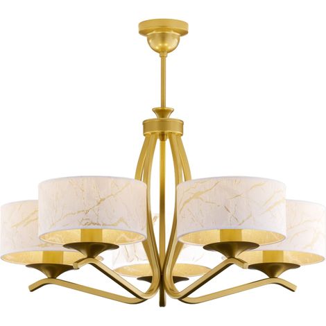 Lampadario Jupiter Kaszmir 5 luci oro con paralumi bianchi (1/5)