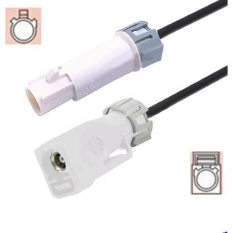 Cavo Fakra B con spina e spina impermeabile RG174, 4 m