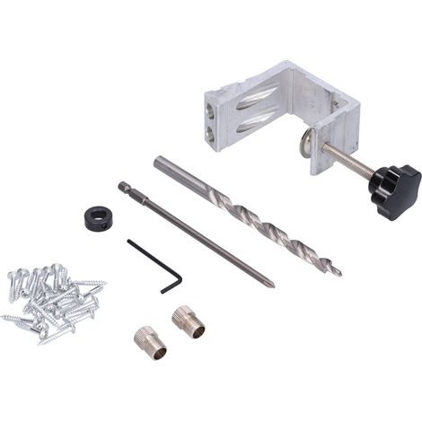 Kit de 49 gabarits de perçage pour le travail du bois (9 mm), angle de 15°, en alliage d'aluminium résistant. (1/5)