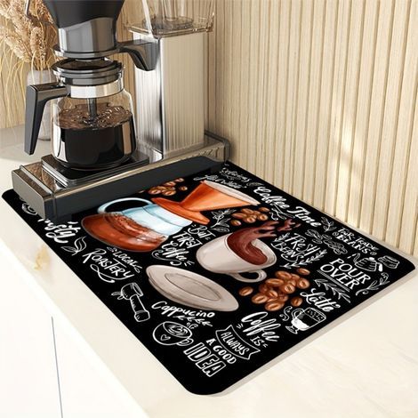 Panneau mural en forme de café, 5060cm (terre de diatomées). Tapis absorbant pour égouttoir de cuisine, tapis absorbant de table en terre de diatomées, tapis anti-brûlure et isolant thermique pour ma (1/4)
