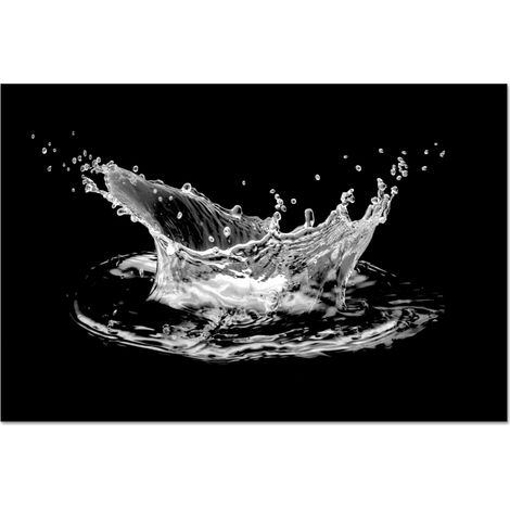 CRÉDENCE CUISINE Eau - Splash - Eau - Noir 120x80 cm