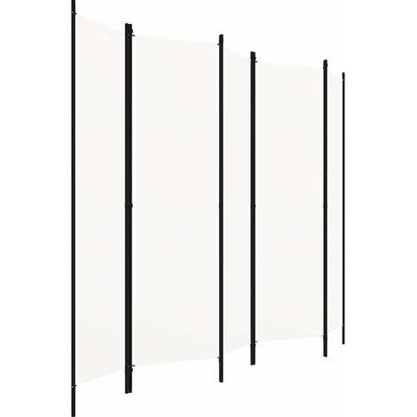 Paravent Cloison de séparation 5 panneaux, Pour Jardin, Balcon, Terrasse Blanc crème 250x180 cm OIB2789E (1/5)