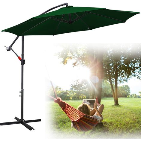 Sonnenschirm Ampelschirm 300cm - Ampelschirm, Sonnenschutz, Gartenschirm - Grün (1/6)