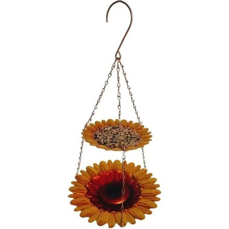 Vogeltränke zum Aufhängen im Sonnenblumen-Stil, Vogelbad, Futterspender für den Außenbereich, für Garten, Terrasse, Hinterhof, Wildtier-Attraktion (2)