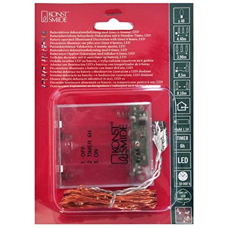 Konstsmide 1461-860 Micro catena luminosa interno a batteria Numero di lampadine 40 LED (monocolore) Ambra Lunghezza il (1/3)