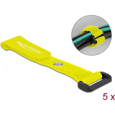 Delock Brida de cable con lazo y ojal de sujeción LA 150 x AN 20 mm amarillo 5 piezas