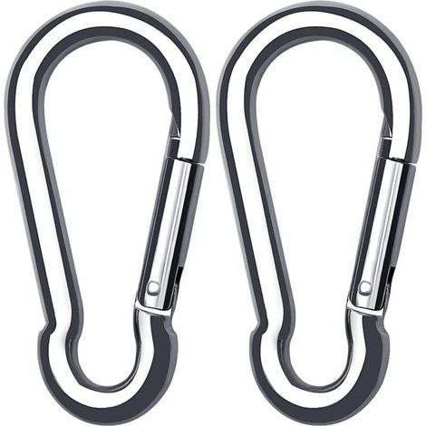 2 Pack Mousqueton en INOX pour Charges Lourdes, Mousqueton en Forme D Mousqueton à Verrouillage pour Maison Hamac Pêche Randonnée Voyages Porte-Clés (40mmx80mm)-Fei Yu (1/5)