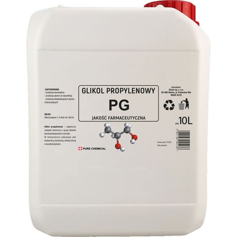 Propilenglicol PG - 10L - Puro 99,5% - Certificado farmacéutico - Ideal para cosméticos