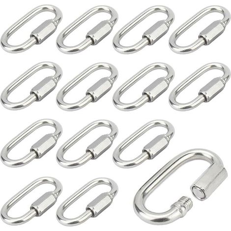 12 Pièces Mousqueton a Vis M5 Maillon Rapide en Acier Inoxydable 304 Mousqueton à Verrouillage avec Capuchon à Vis Mousqueton Fixe pour Connecter des Cordes Chaînes Gréement (1/5)