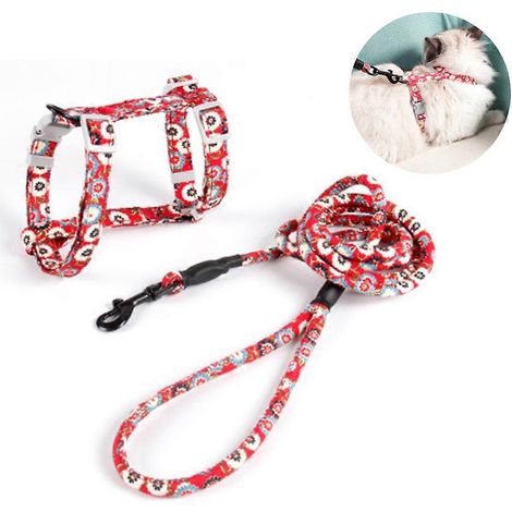 Licol pour chien à motif floral, gilet anti-étranglement ajustable, polyester de qualité supérieure, design unique pour des promenades en toute sécurité, poignées confortables (1/4)