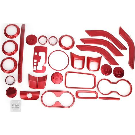 Replacement Interior Trim Decoration Kit, 28 Pieces, for Jeep Wrangler JK JKU 2-Door 4 2011-2018 Red (1/5)